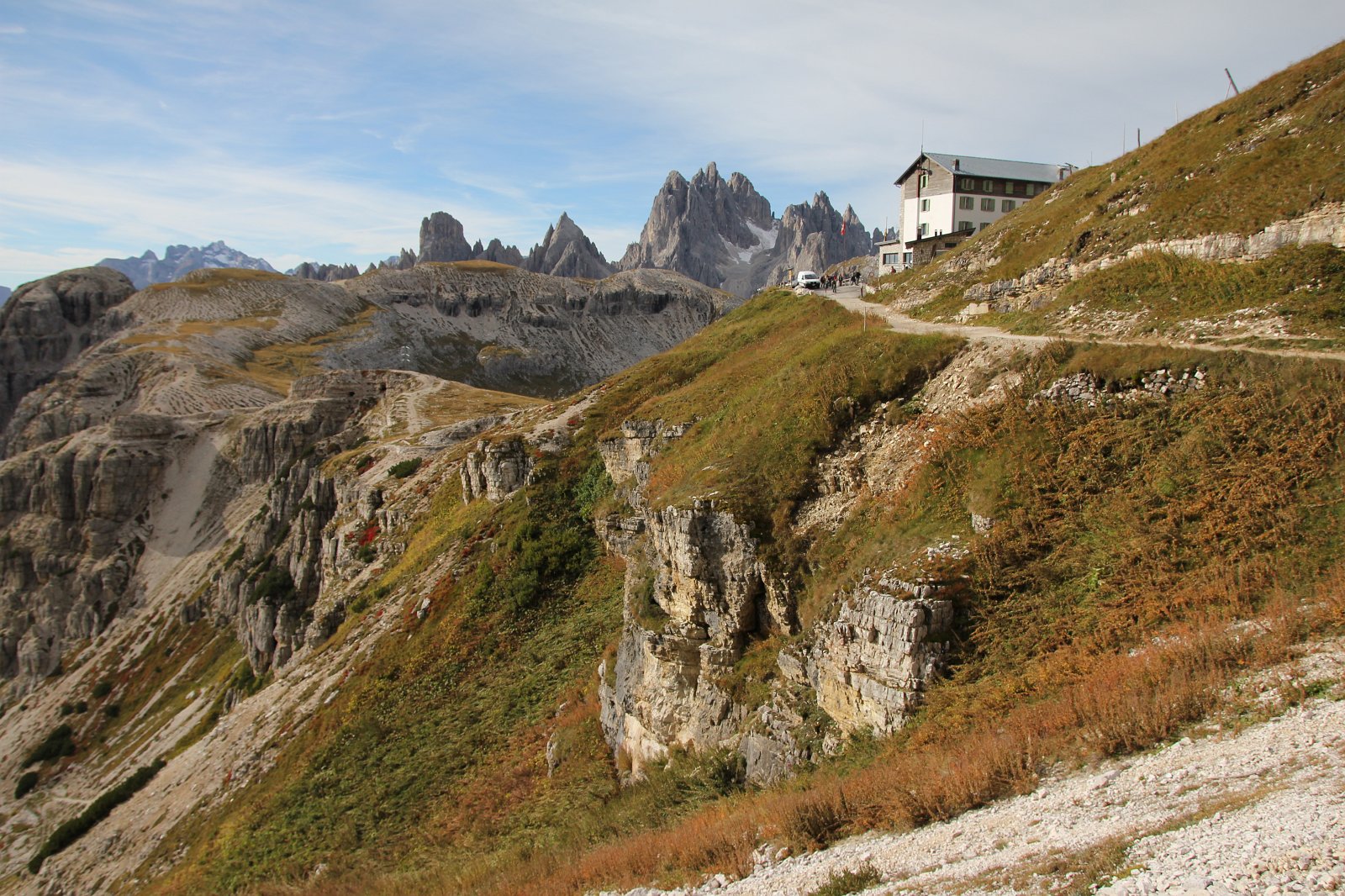Blick auf die Auronzo-Hütte, unsere zweite Unterkunft